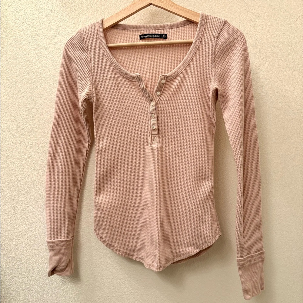 Abercrombie & Fitch pink Long Sleeve Henley